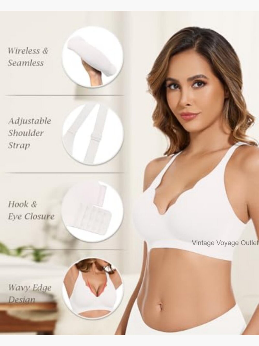 Deep V Plunge Bra Wireless Push Up Support Seamless Bralette View 4